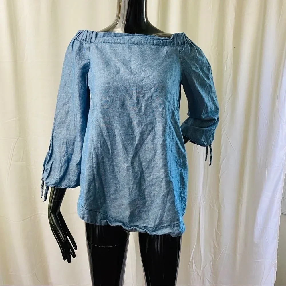 Free People Show Some Shoulder Top in Chambray